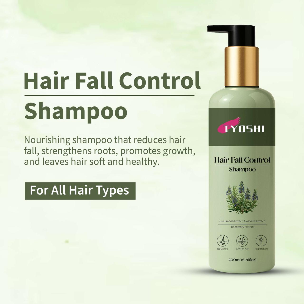 Tyoshi hair-fall control shampoo with aloe-vera, cucumber, rosemary extract