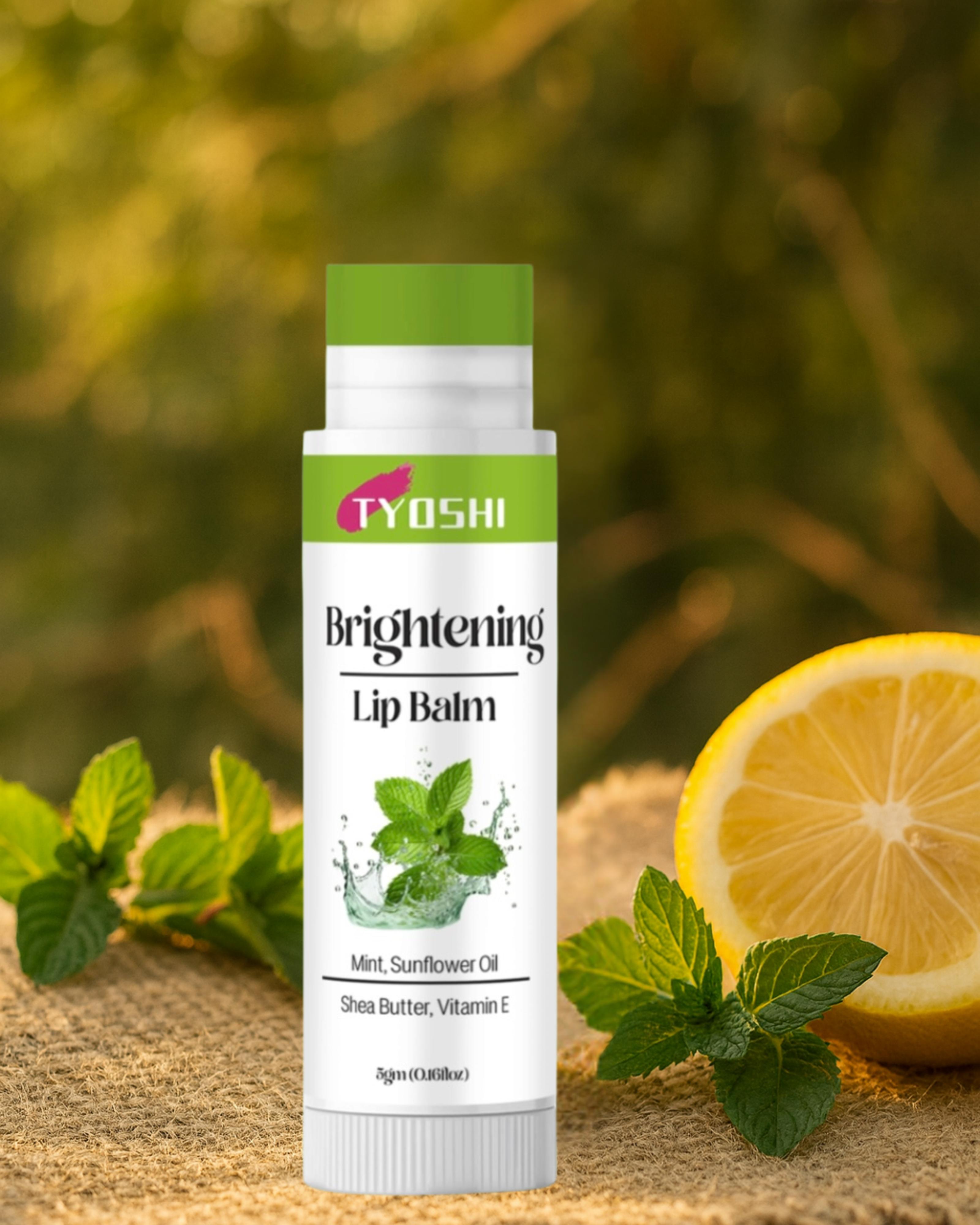 Tyoshi brightening lip balm with mint, sunflower oil , sheabutter , vitamin E