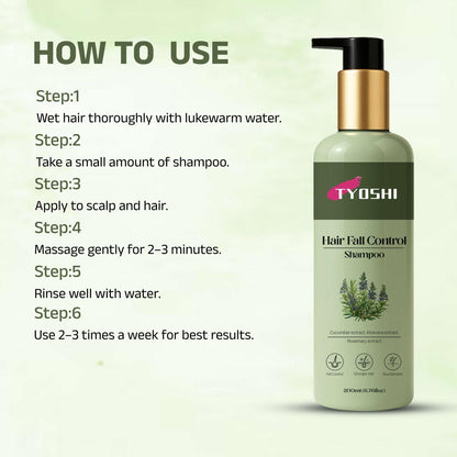 Tyoshi hair-fall control shampoo with aloe-vera, cucumber, rosemary extract