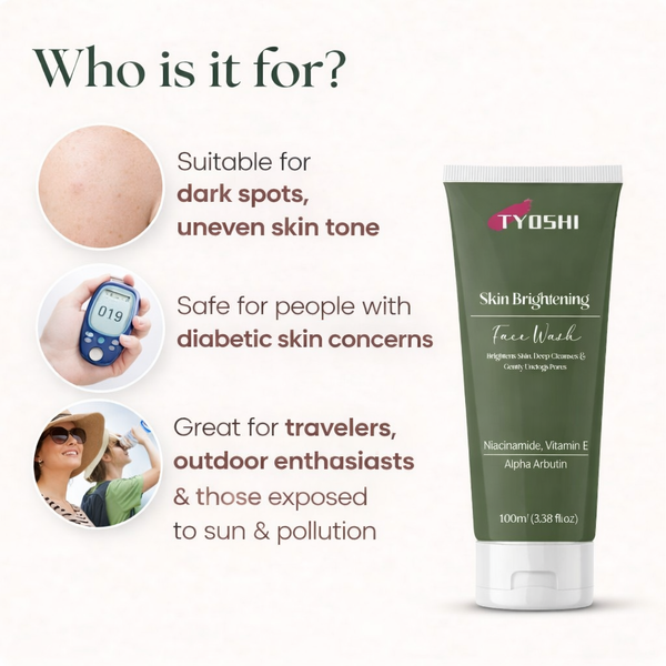 Tyoshi face wash - niacinamide , vitamin E , alpha arbutin