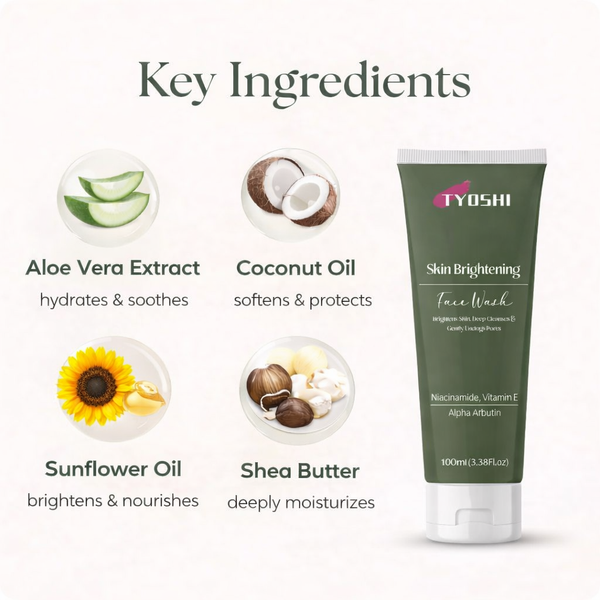 Tyoshi face wash - niacinamide , vitamin E , alpha arbutin