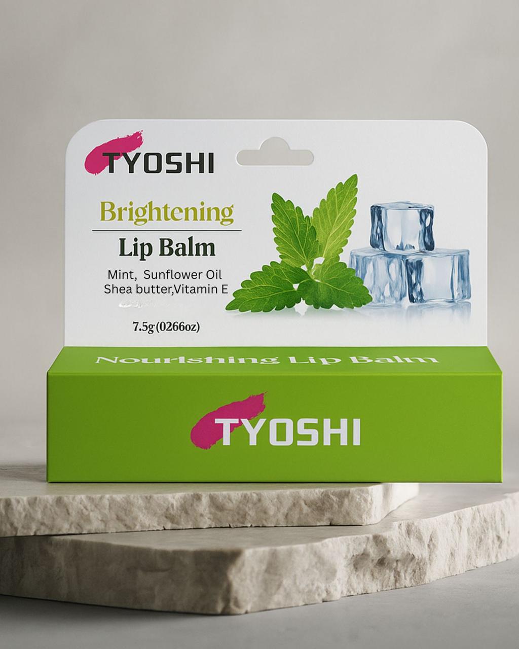 Tyoshi brightening lip balm with mint, sunflower oil , sheabutter , vitamin E