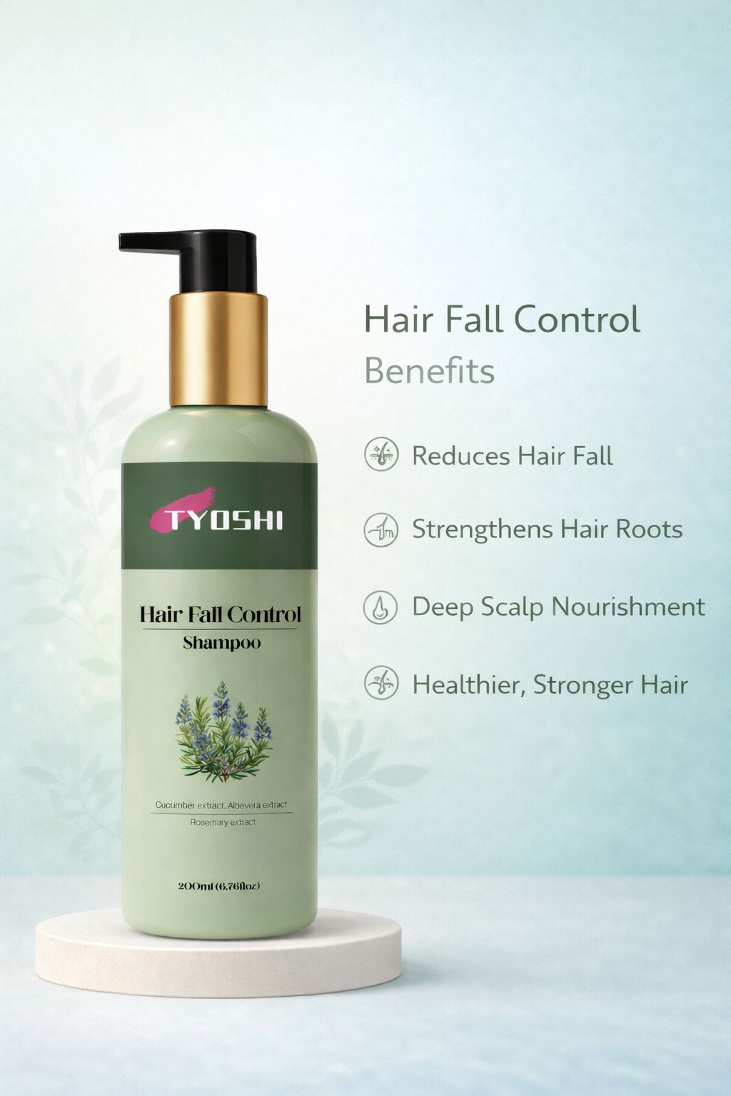Tyoshi hair-fall control shampoo with aloe-vera, cucumber, rosemary extract