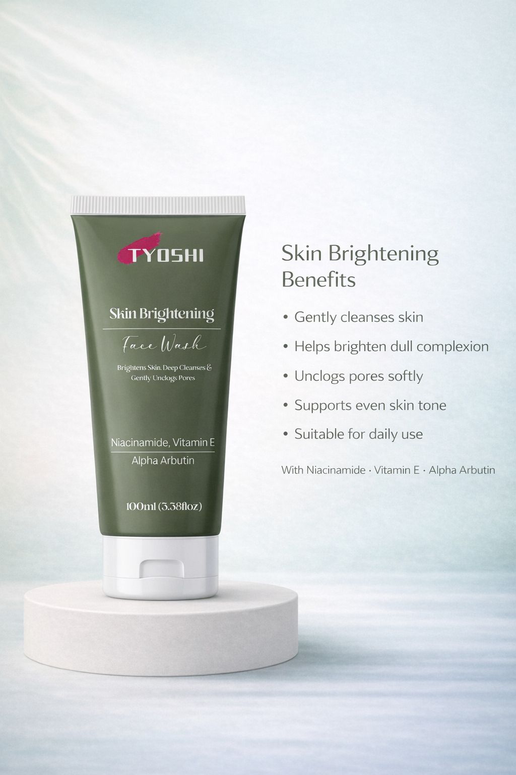 Tyoshi face wash - niacinamide , vitamin E , alpha arbutin