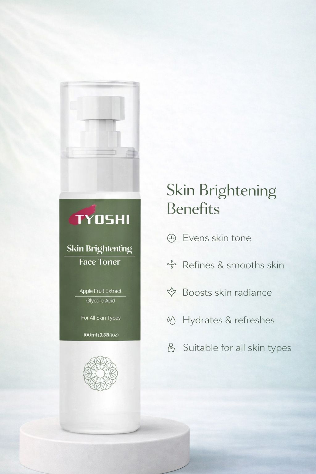 Tyoshi face toner - apple fruit extract and glycolic acid- 100 ml