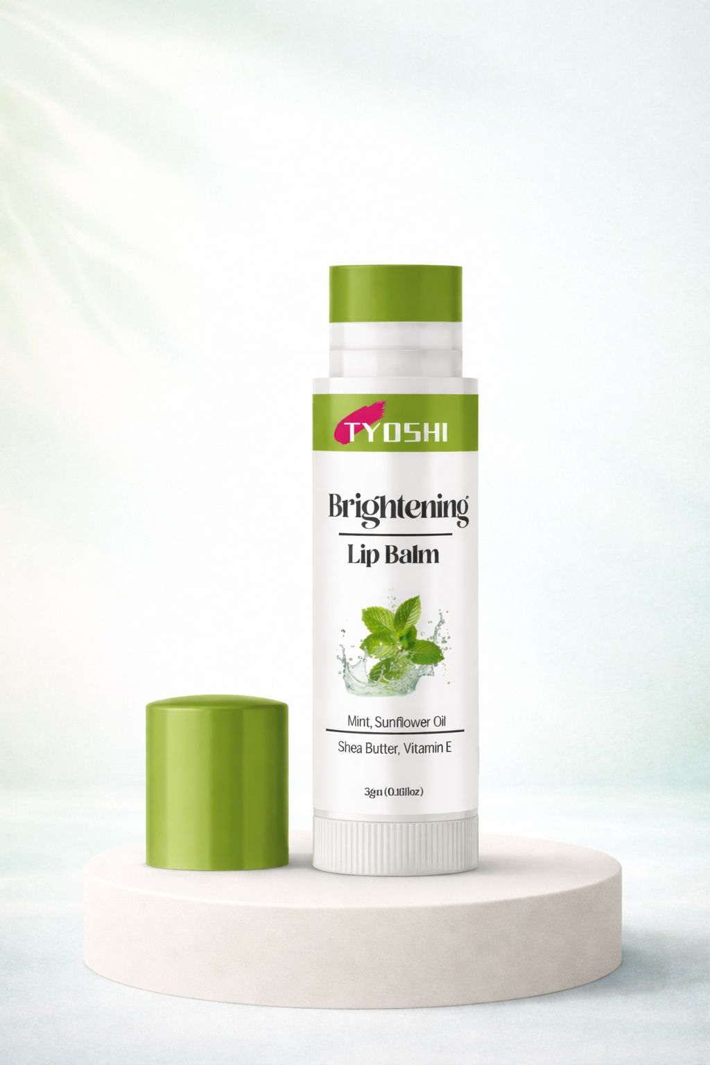 Tyoshi brightening lip balm with mint, sunflower oil , sheabutter , vitamin E