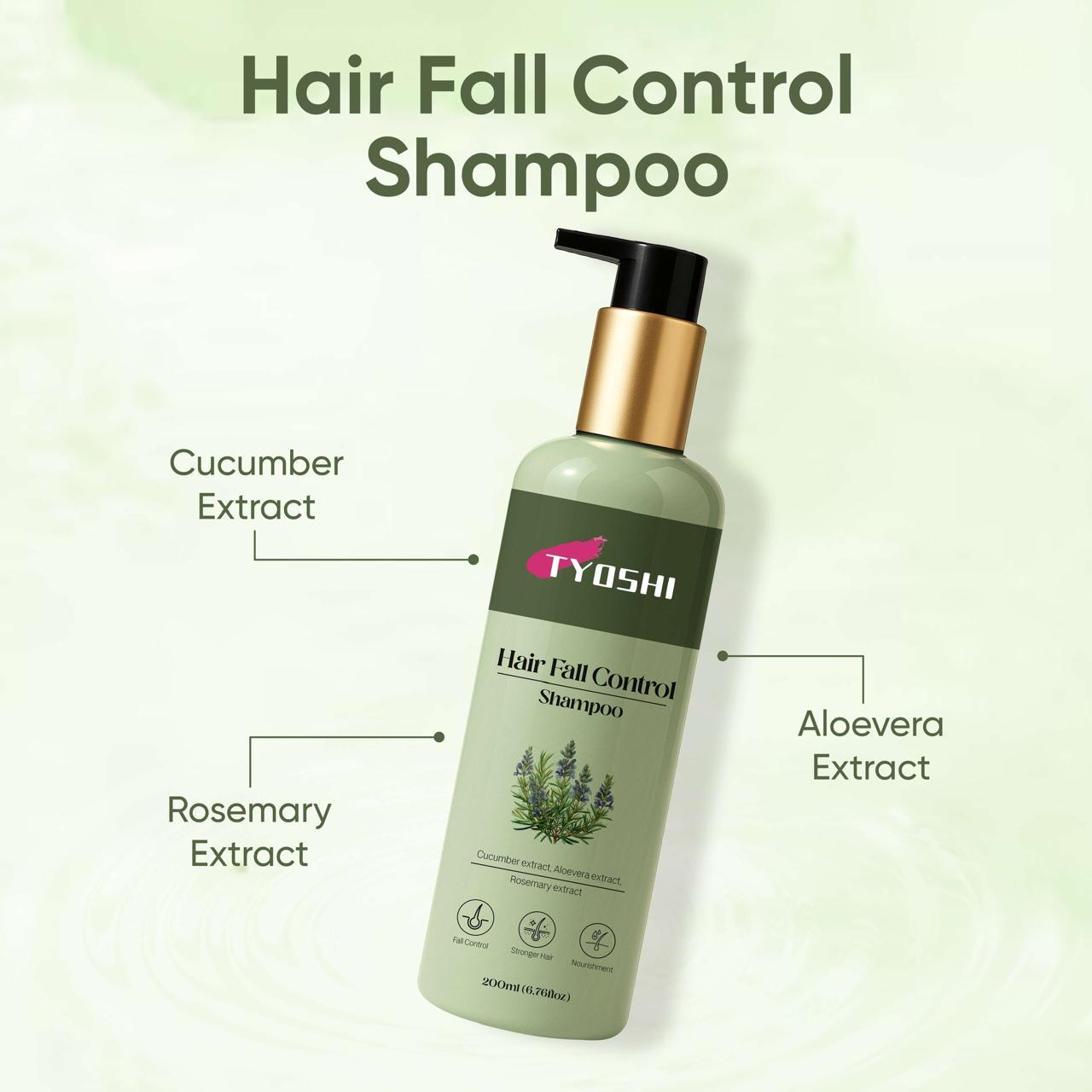 Tyoshi hair-fall control shampoo with aloe-vera, cucumber, rosemary extract