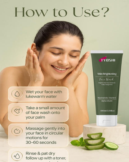 Tyoshi face wash - niacinamide , vitamin E , alpha arbutin
